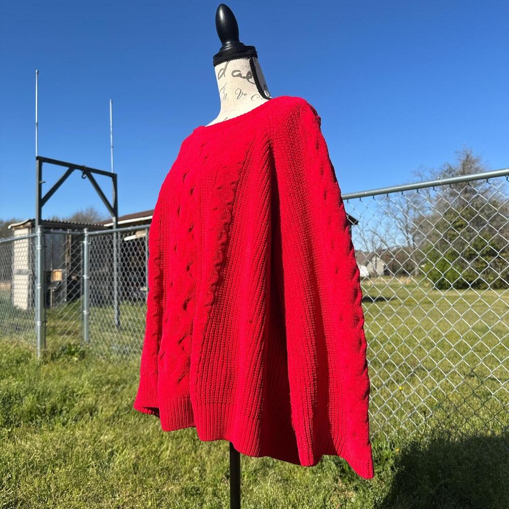 Red Cable Knit Sweater - Picture 3 of 8
